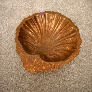 Vintage Soap Dish Scalloped Clam Shell Copper Ball-footed Coin Jewelry Tray